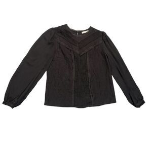 Alice + Olivia Sheer Black Lace & Paisley Detailed Silk Blend Top Size XS